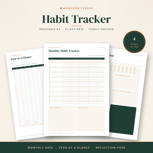 Habit Tracker (A4 Printable) by Maqsood Studio